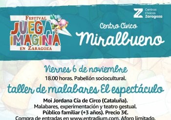 TALLER DE MALABARES, EL ESPECTÁCULO. Moi Jordana Cía de Circo. FESTIVAL JUEGA E IMAGINA. C. Cívico Miralbueno Zaragoza