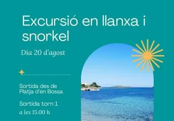 Excursió en llanxa i snorkel a Platja den Bossa en Sant Jordi de ses Salines