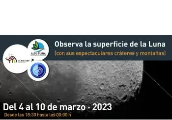 Observa la Luna (con sus cráteres y montañas) en Aras de los Olmos