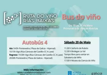 BUS DO VIÑO Nº 4 (Condado do Tea) - Primavera de Jornadas de Puertas Abiertas de la Ruta del Vino Rías Baixas en Consultar horarios