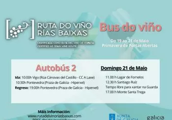 BUS DO VIÑO Nº 2 (Salnés) - Primavera de Jornadas de Puertas Abiertas de la Ruta del Vino Rías Baixas en Consultar horarios