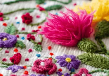 Rosso Cardinale | 3D Embroidery on Wool: Wild Flowers en Barcelona