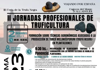 II Jornadas profesionales de truficultura. 2 de Diciembre en Cogeces del Monte