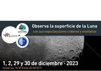 Observa la superficie lunar con sus espectaculares cráteres y montañas en Aras de los Olmos