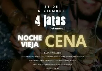 Menú Nochevieja 4 LATAS Letamendi en Barcelona