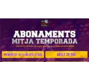 ABONAMENT MITJA TEMPORADA 2023 - 2024 en BARCELONA