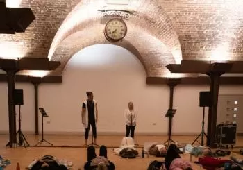 Alchemy breathwork and sound healing in a crypt in London
