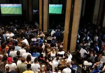 España contra Italia Eurocopa en Ciutat Vella