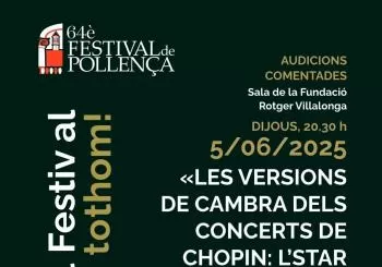 Festival per a tothom!: «LES VERSIONS DE CAMBRA DELS CONCERTS DE CHOPIN: L’STAR SYSTEM DEL SEGLE XIX» Pollença