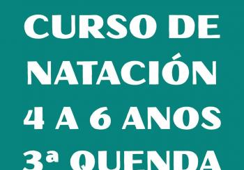 CURSO DE NATACIÓN DE 4 A 6 ANOS TERCEIRA QUENDA PARA EMPADROADOS EN LOUSAME