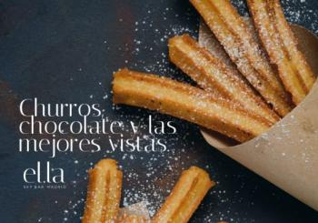 Churros con chocolate desde el cielo de Madrid en Ella Sky Bar