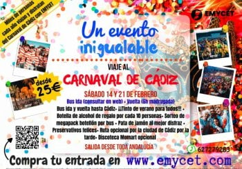 21 DE FEBRERO - VIAJE AL CARNAVAL DE CÁDIZ 2026 - EMYCET VIAJES