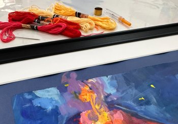 Pintura colectiva con bordado intuitivo Palmas, Las