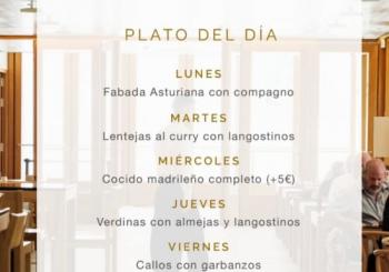 Plato del día con vistas a la Almudena en Madrid