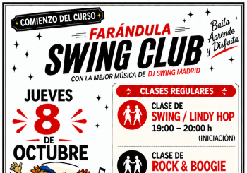 Jueves 8 Octubre en Farándula Swing Club. Baile Social. Swing Rock & Roll y Blues Madrid