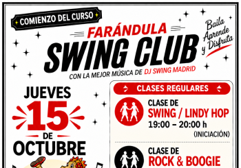 Jueves 15 Octubre en Farándula Swing Club. Baile Social. Swing Rock & Roll y Blues Madrid